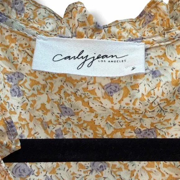 Carly Jean Los Angeles CJLA Yellow Floral Long Sleeve Tiered Maxi Dress sz Small - Picture 4 of 6